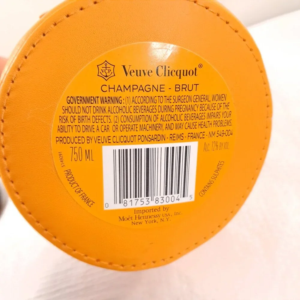 Veuve Clicquot Champagne Bottle Jacket Insulated Zippered Tote Orange mesh Coozy